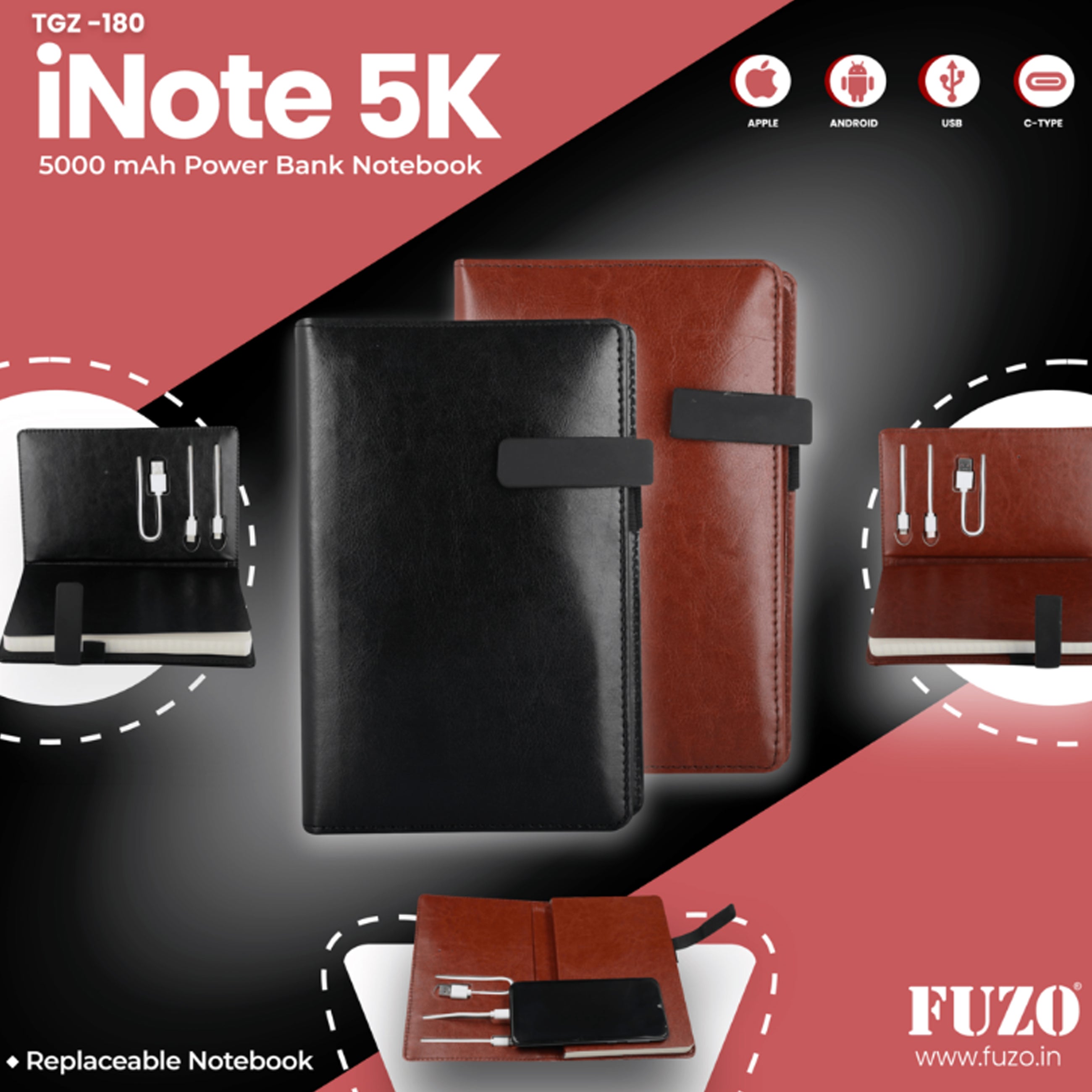 iNote 5000 mAh Power Bank Note Book - TGZ-180