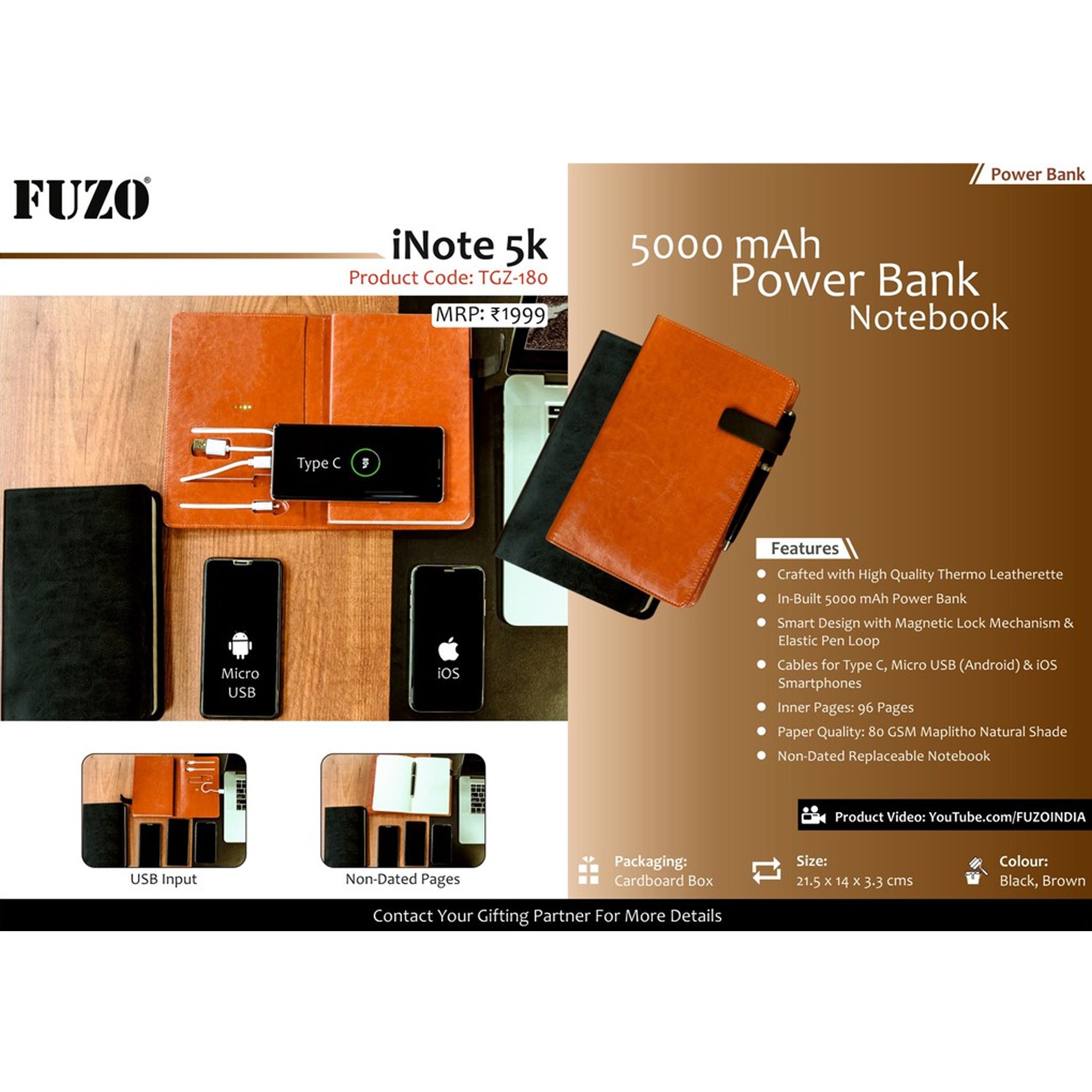 iNote 5000 mAh Power Bank Note Book - TGZ-180 - Image 2